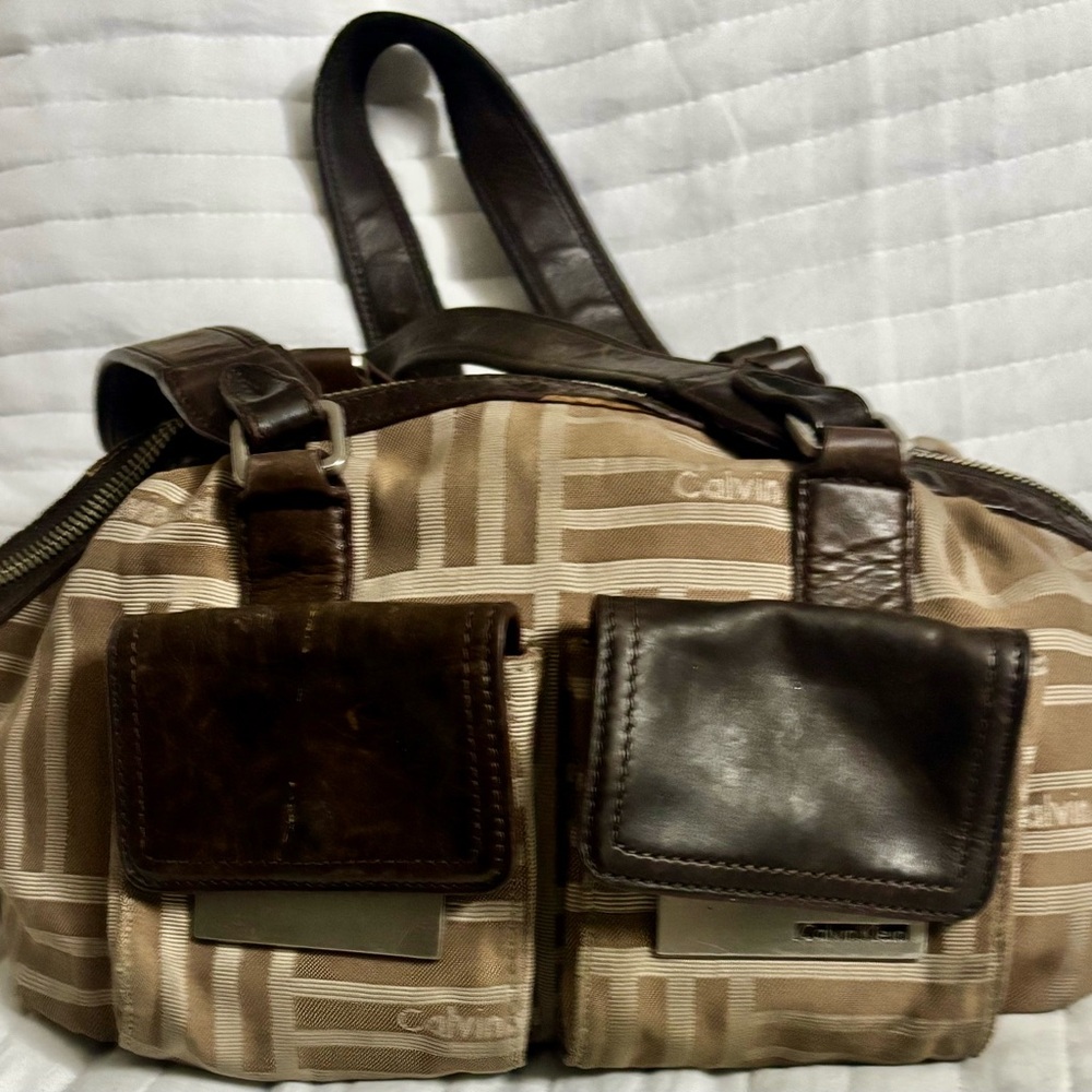 Calvin Klein Brown and Tan Clutch